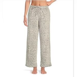 Sleep Sense Woman's Gray Cheetah Pajama Pants Size Large Velour Sleep